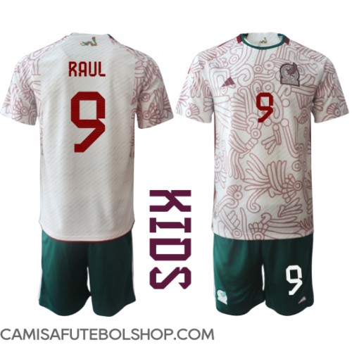 Camisa de time de futebol México Raul Jimenez #9 Replicas 2º Equipamento Infantil Mundo 2022 Manga Curta (+ Calças curtas)
